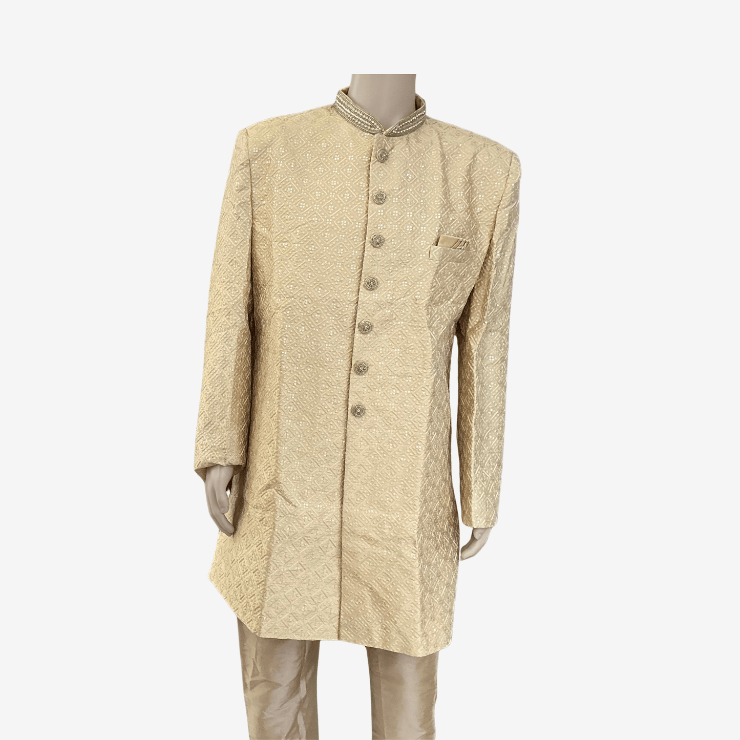 Golden Sherwani Set - Devi's Exclusive Fashion