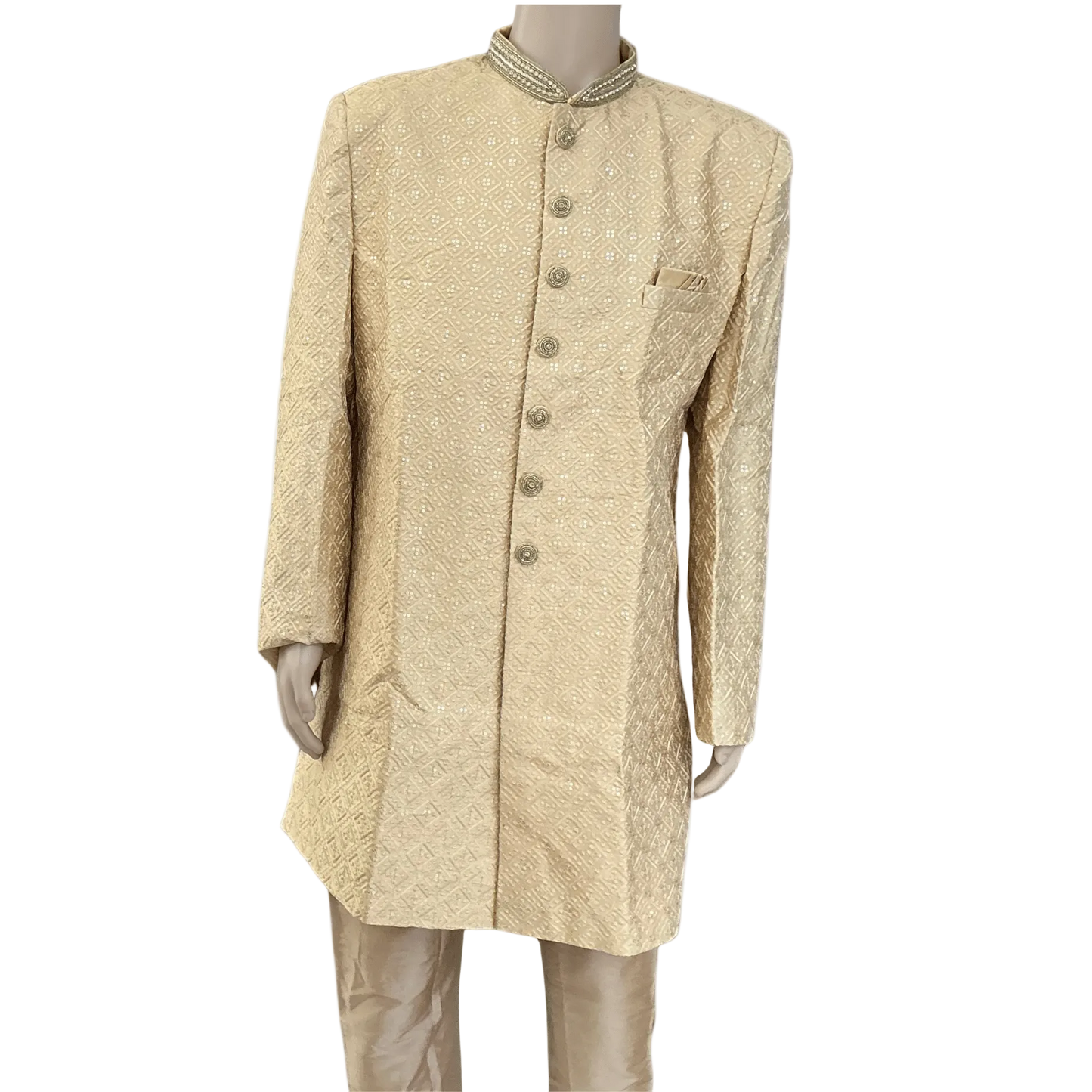 Golden Sherwani Set - Devi's Exclusive Fashion