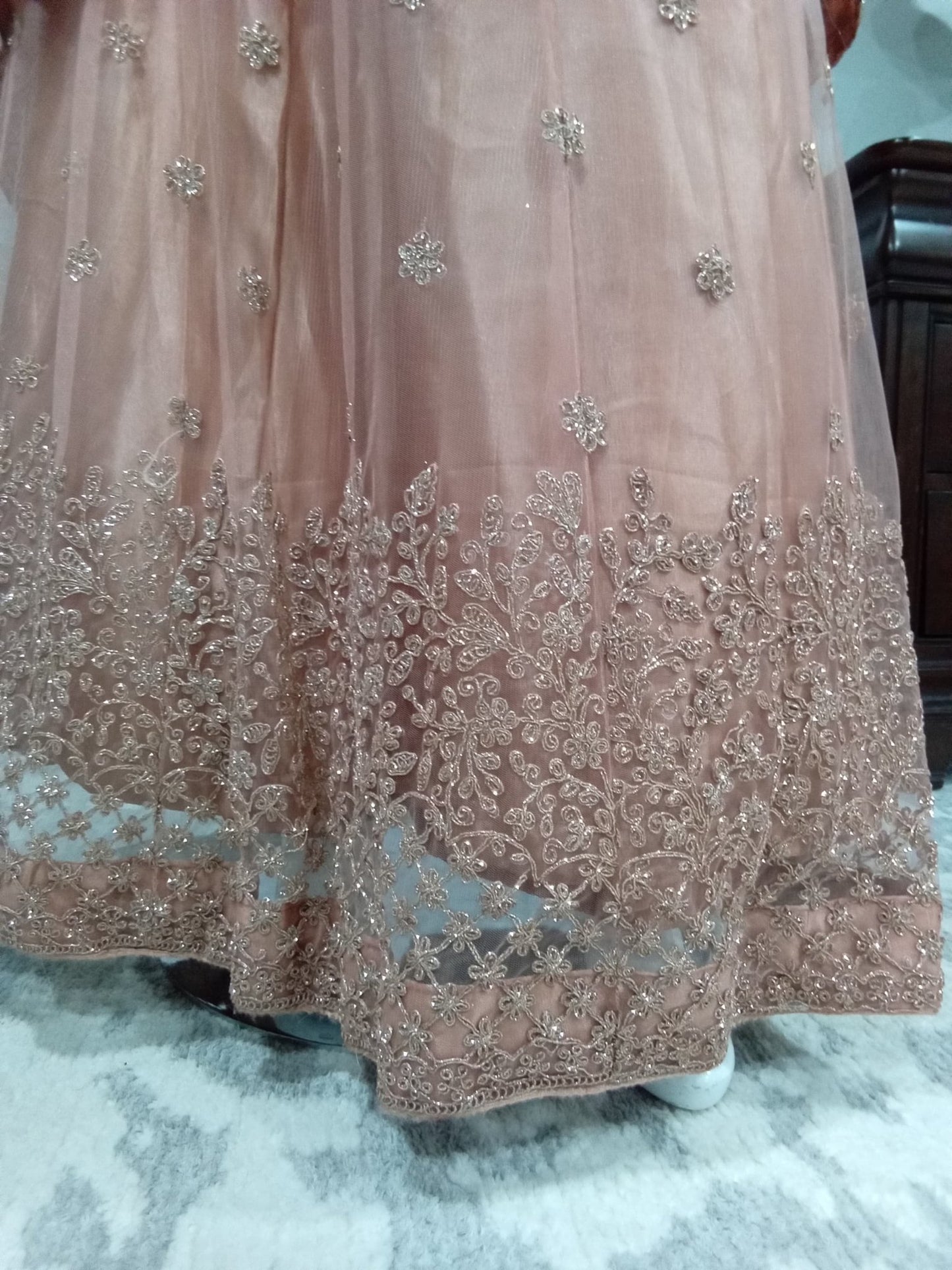 Peach & Silver Shalwar Kameez Set - Devi's Exclusive Fashion
