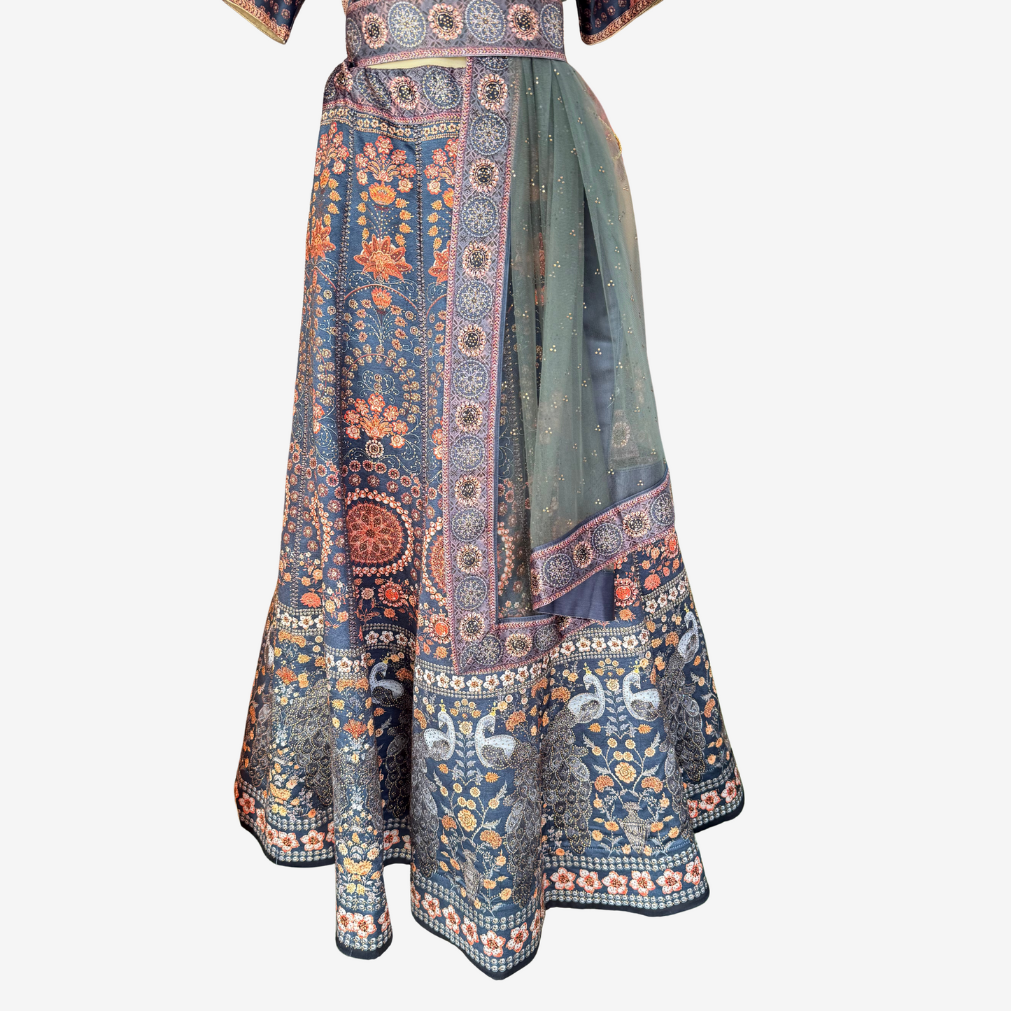 Navy Blue Embroidered Lehenga Choli