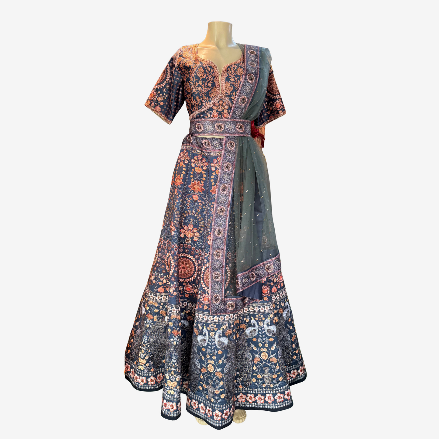 Navy Blue Embroidered Lehenga Choli