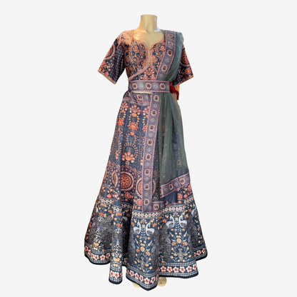 Navy Blue Embroidered Lehenga Choli