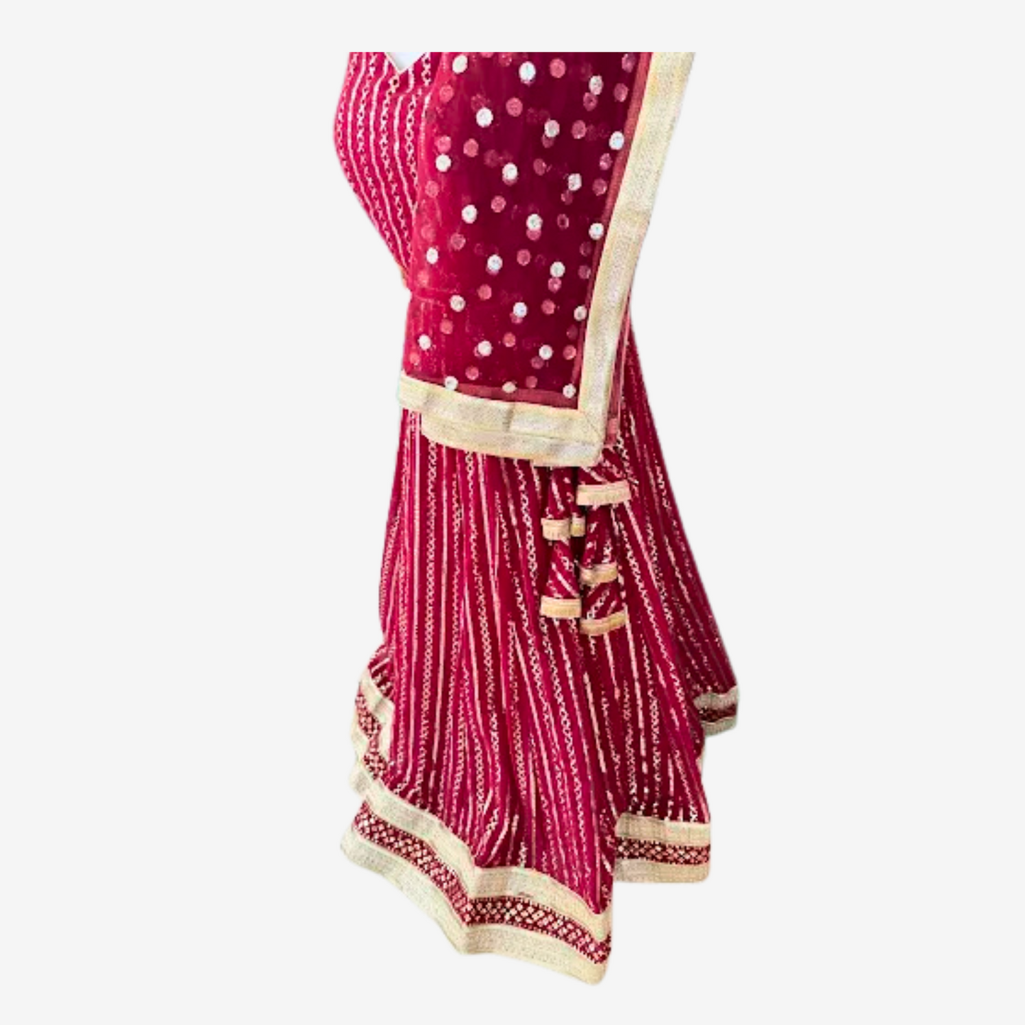 Maroon Bandhani Anarkali Dress
