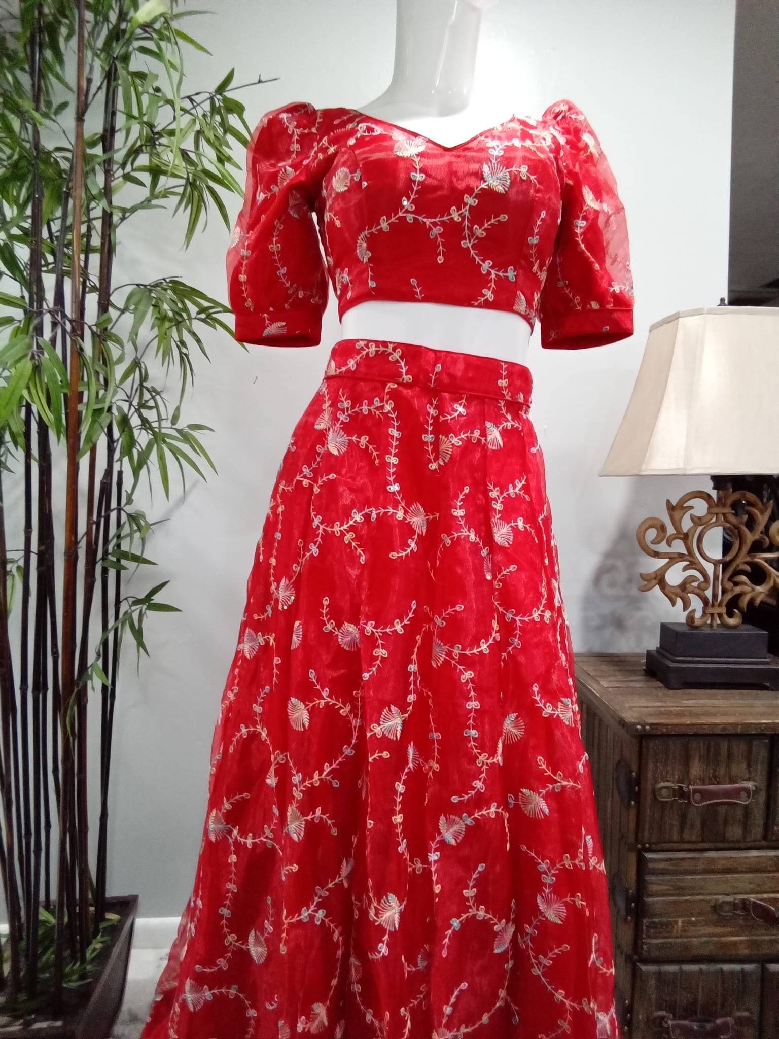 Classic Red & Gold Embroidered Lehenga Set with Dupatta - Devi's Exclusive Fashion