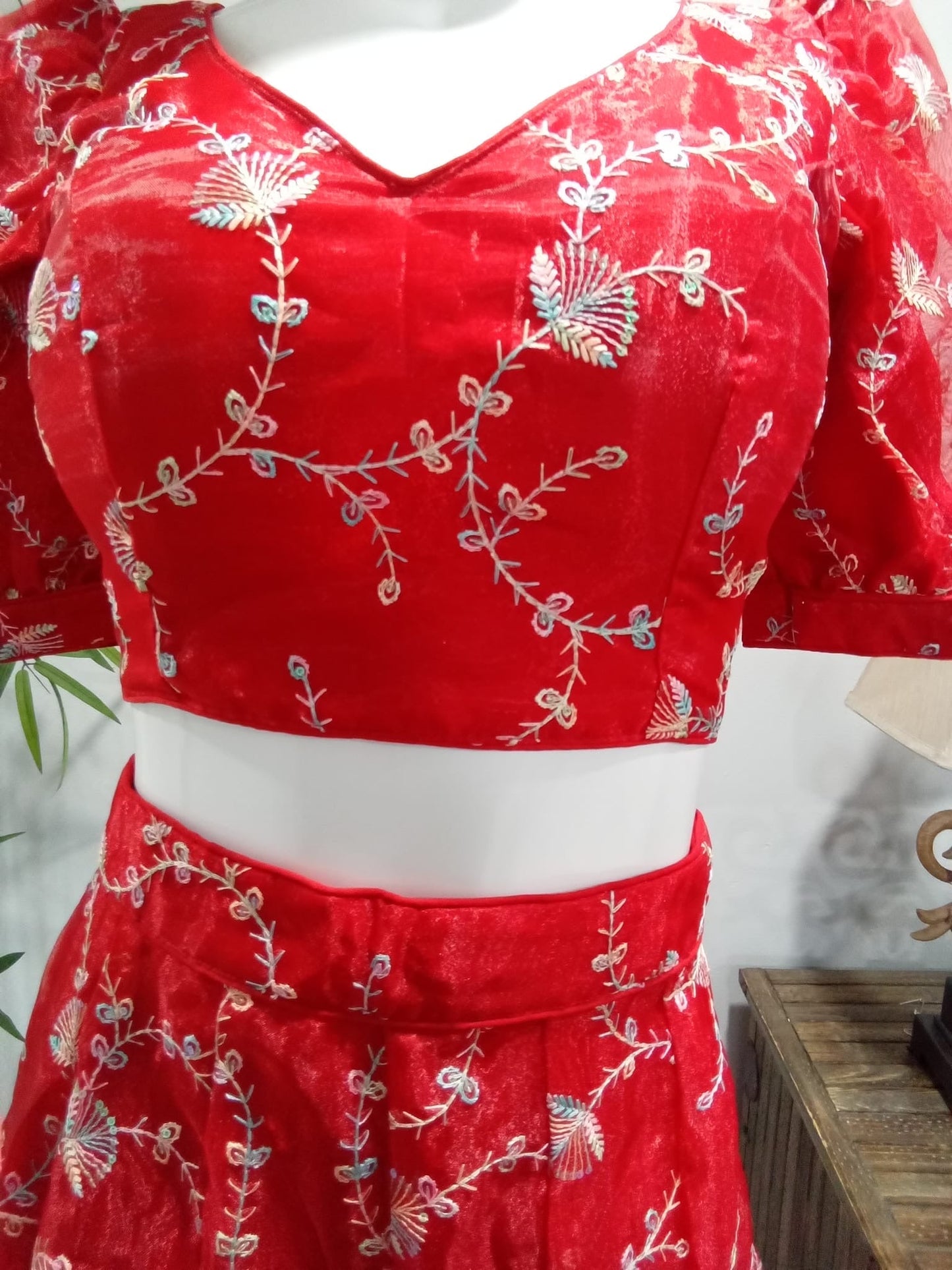 Classic Red & Gold Embroidered Lehenga Set with Dupatta - Devi's Exclusive Fashion
