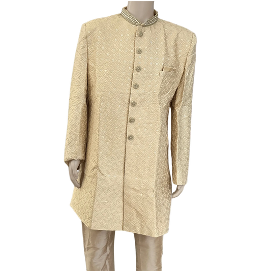 Golden Sherwani Set - Devi's Exclusive Fashion