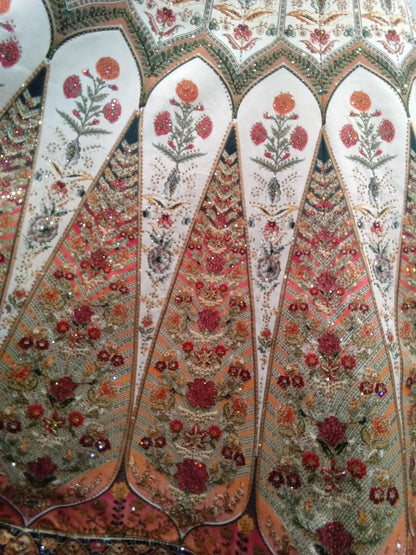 Ivory Floral Embroidered Lehenga Set with Multicolor Floral Details (3-Piece) - Devi's Exclusive Fashion