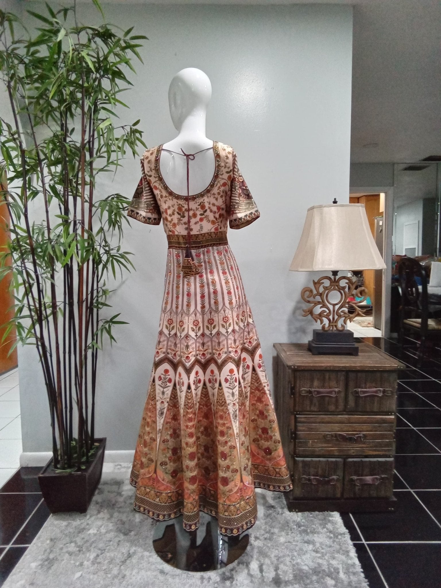 Ivory Floral Embroidered Lehenga Set with Multicolor Floral Details (3-Piece) - Devi's Exclusive Fashion
