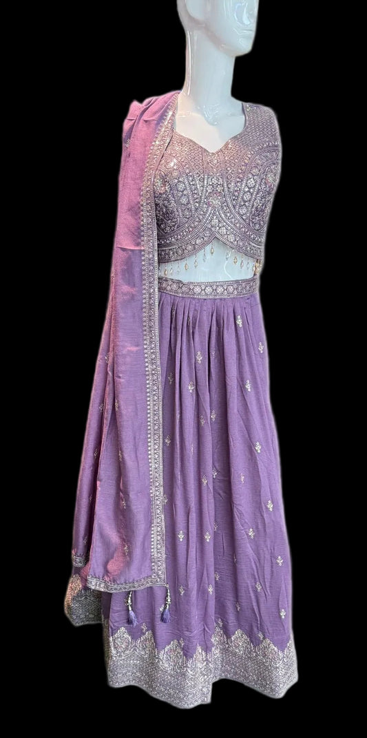 Lavender Embroidered Lehenga Choli - Devi's Exclusive Fashion