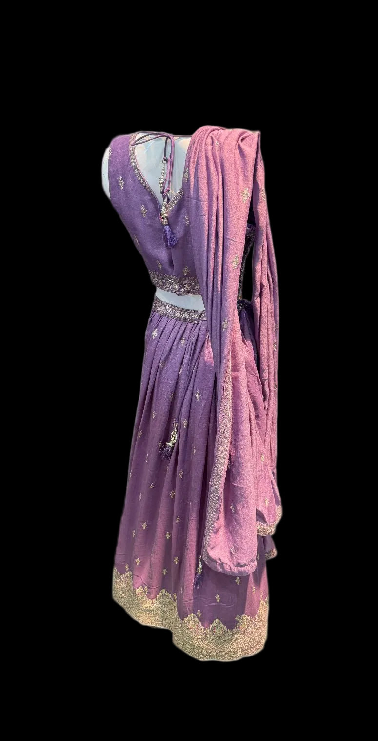 Lavender Embroidered Lehenga Choli - Devi's Exclusive Fashion