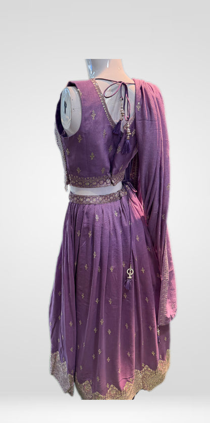 Lavender Embroidered Lehenga Choli