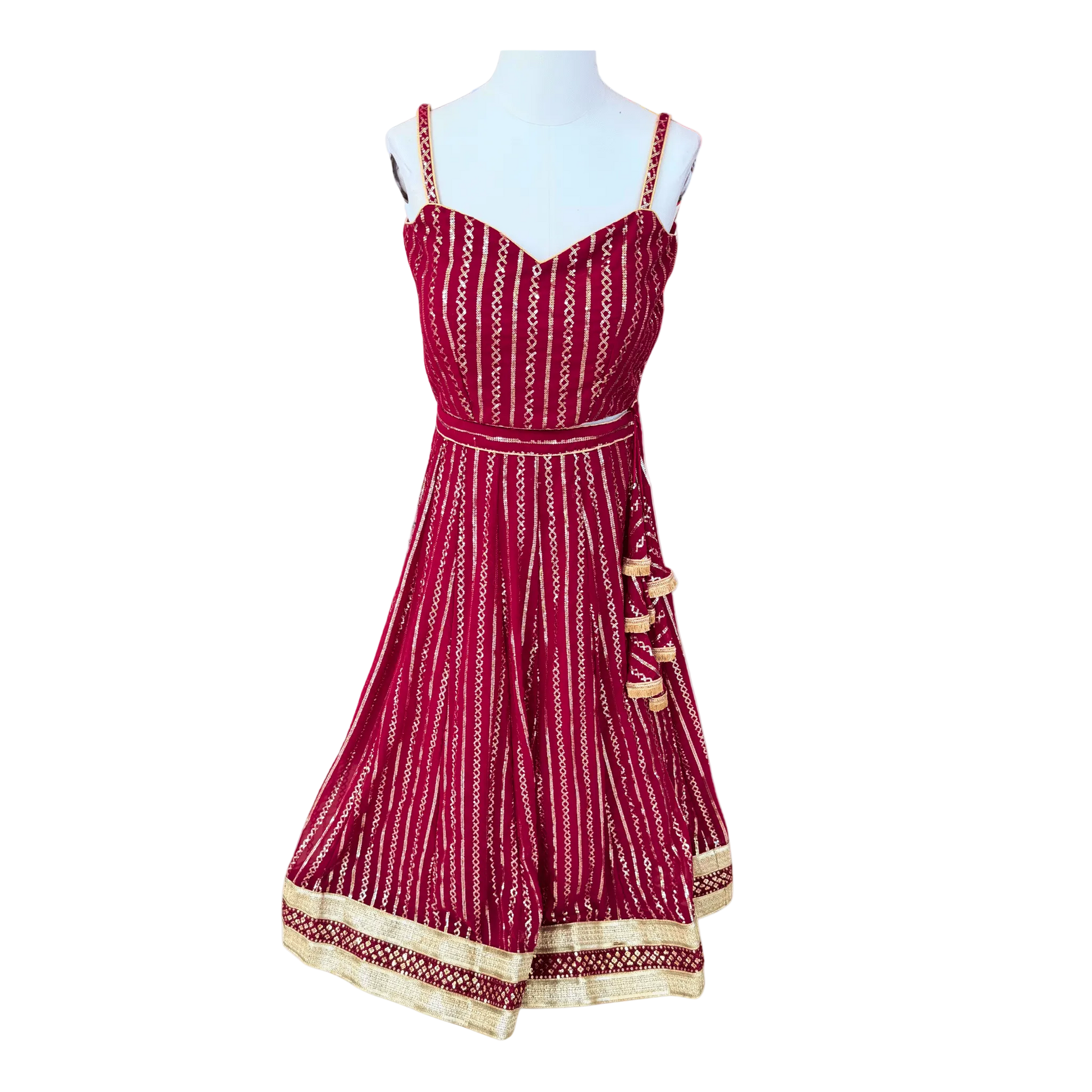 Maroon Bandhani Anarkali Dress - Devi's Exclusive Fashion