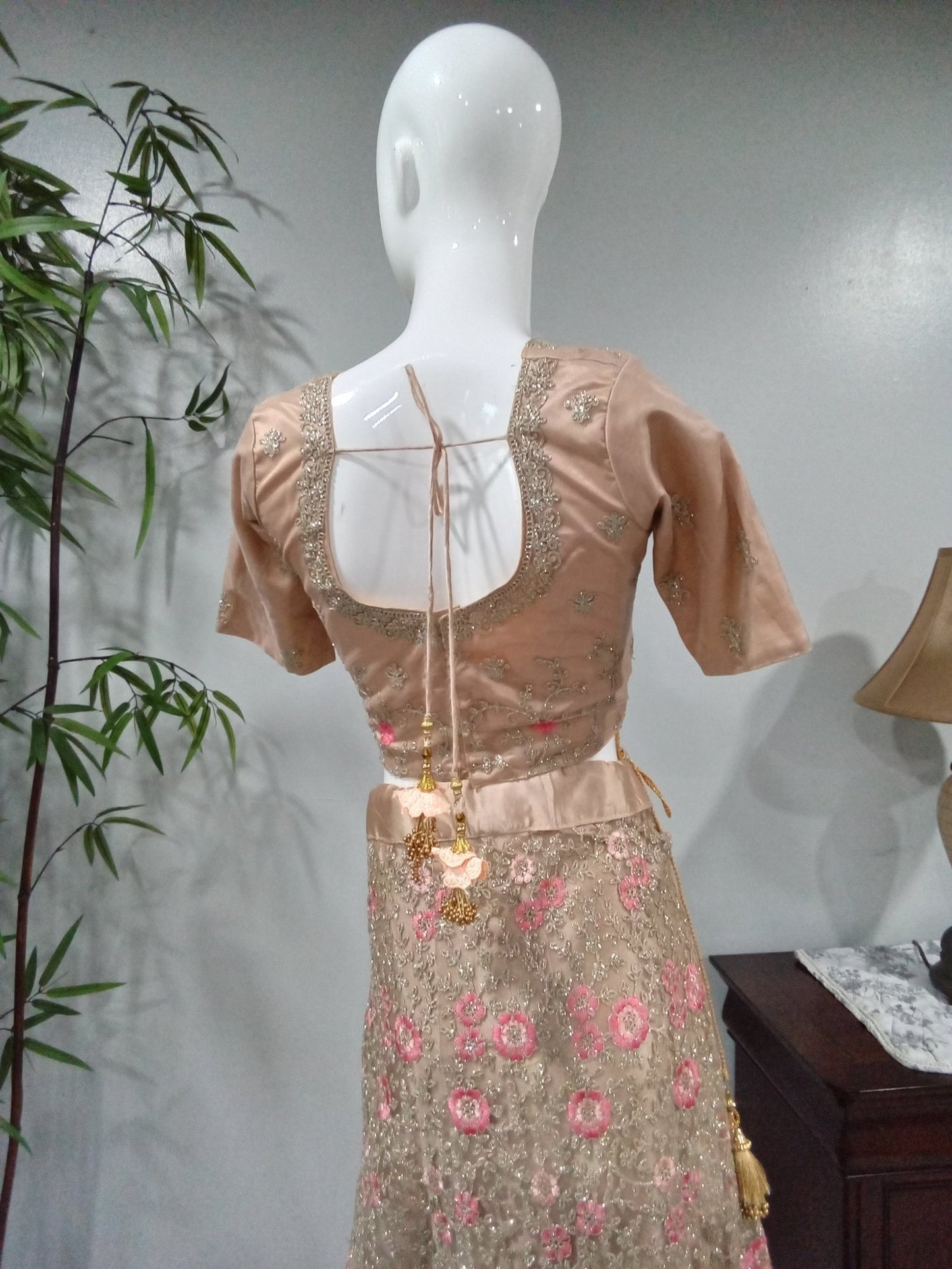 Mauve Pink and Silver Embellished 3-Piece Lehenga - Devi's Exclusive Fashion