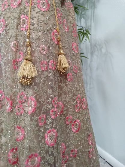 Mauve Pink and Silver Embellished 3-Piece Lehenga - Devi's Exclusive Fashion