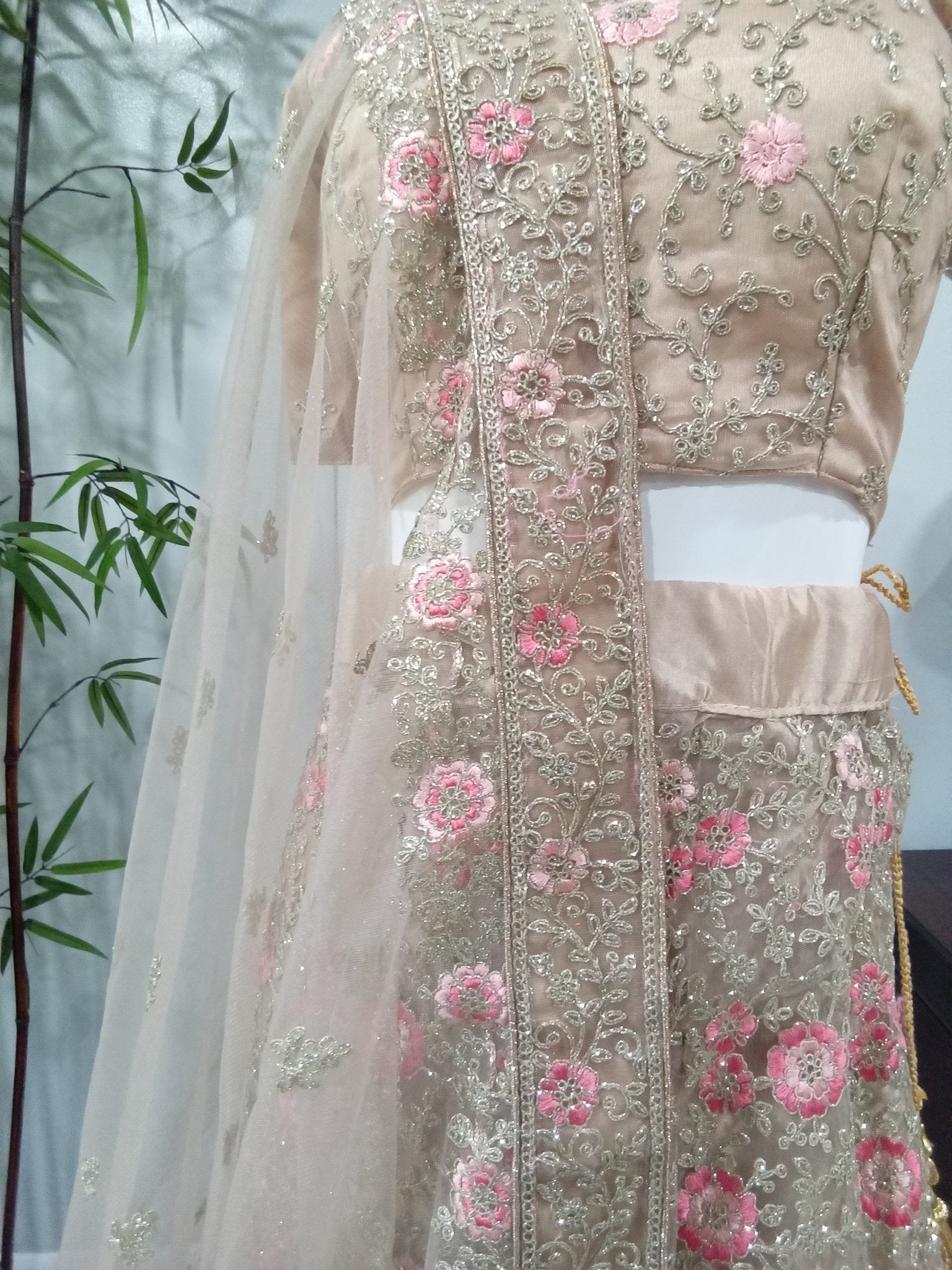 Mauve Pink and Silver Embellished 3-Piece Lehenga - Devi's Exclusive Fashion