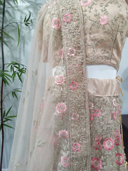 Mauve Pink and Silver Embellished 3-Piece Lehenga - Devi's Exclusive Fashion