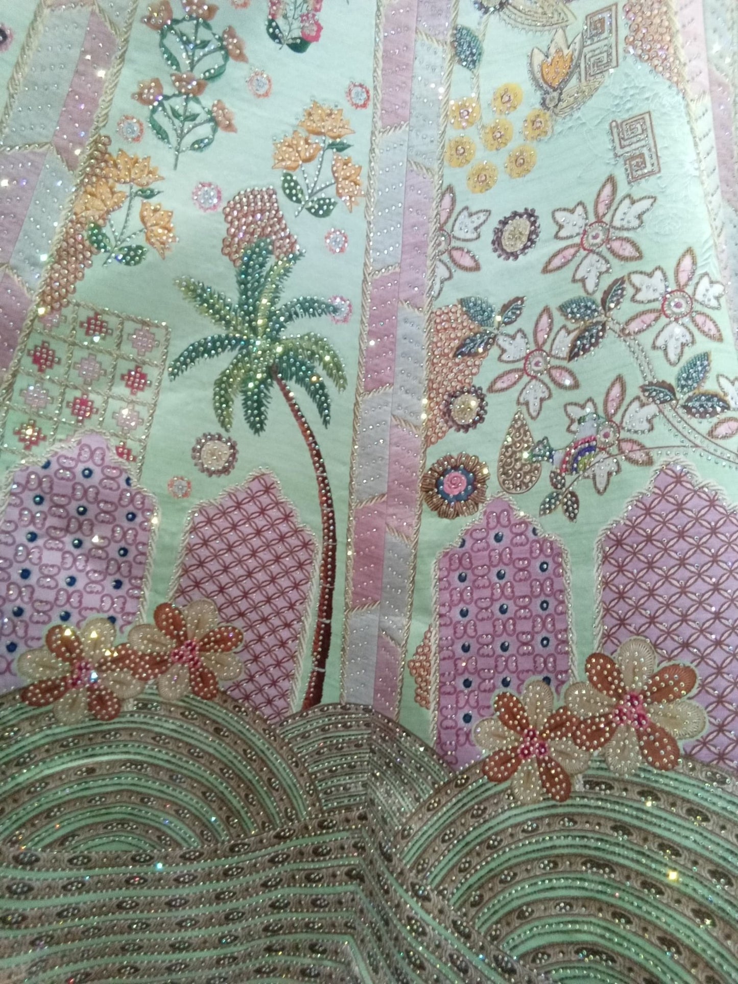 Mint Green & Blush Pink Sequin Embroidered Lehenga Set with Matching Dupatta (3-Piece) - Devi's Exclusive Fashion