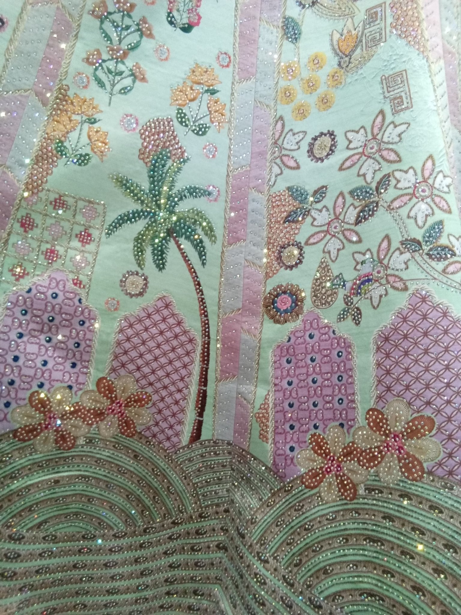 Mint Green & Blush Pink Sequin Embroidered Lehenga Set with Matching Dupatta (3-Piece) - Devi's Exclusive Fashion