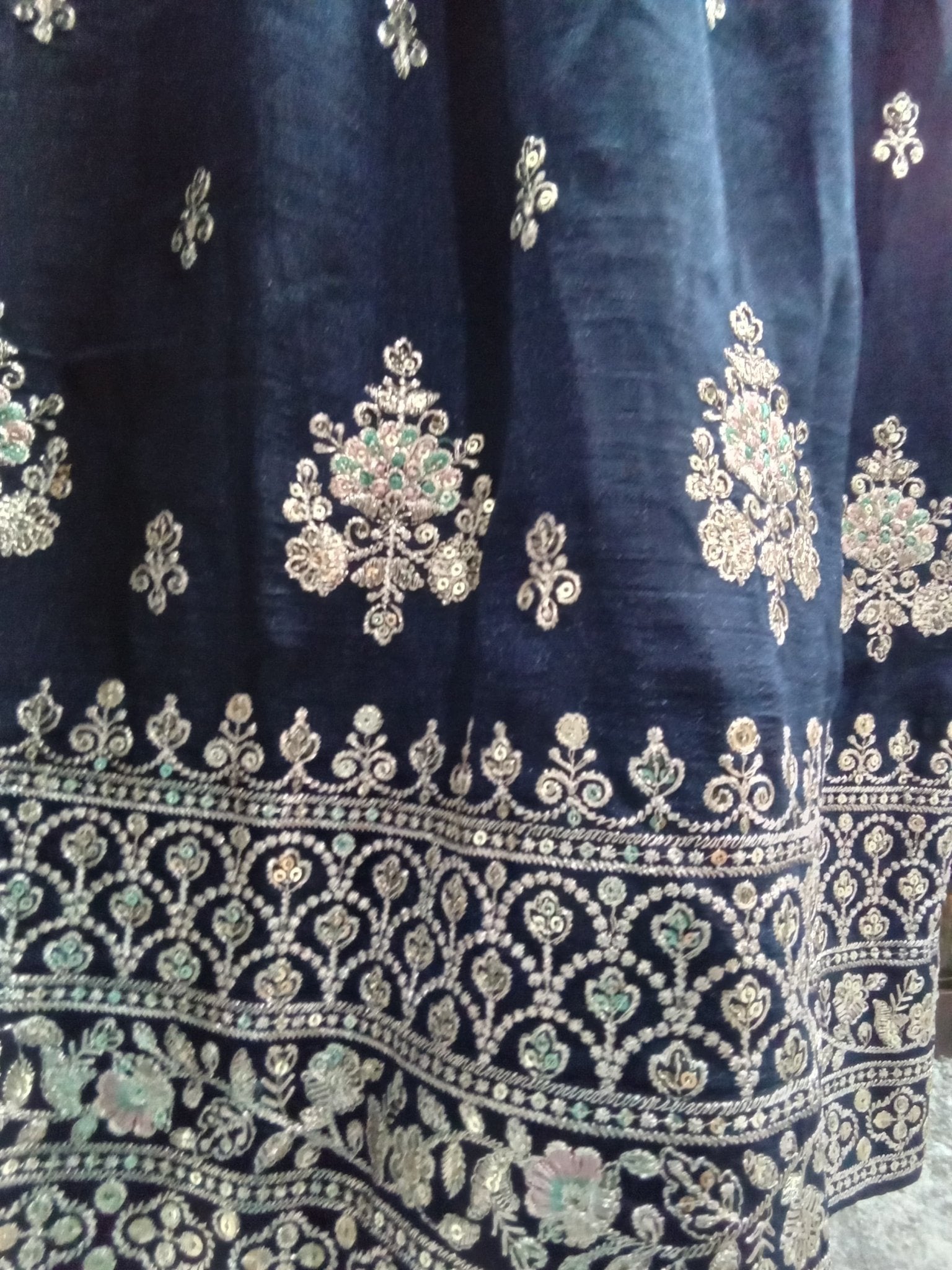 Navy Blue Embroidered Designer Lehenga Set (3-Piece) - Devi's Exclusive Fashion