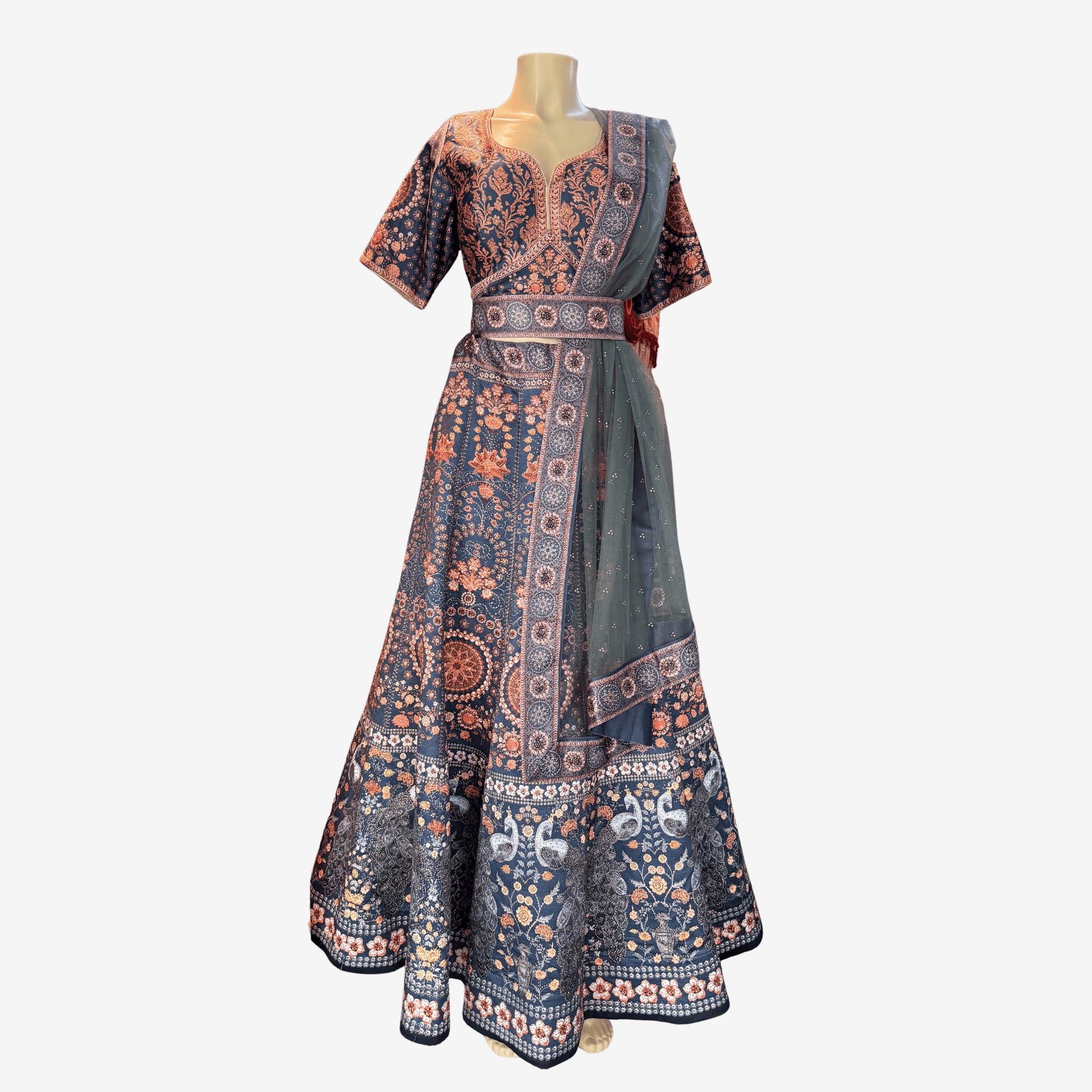 Navy Blue Embroidered Lehenga Choli - Devi's Exclusive Fashion