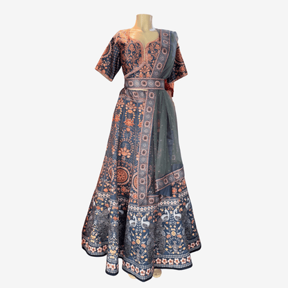 Navy Blue Embroidered Lehenga Choli - Devi's Exclusive Fashion