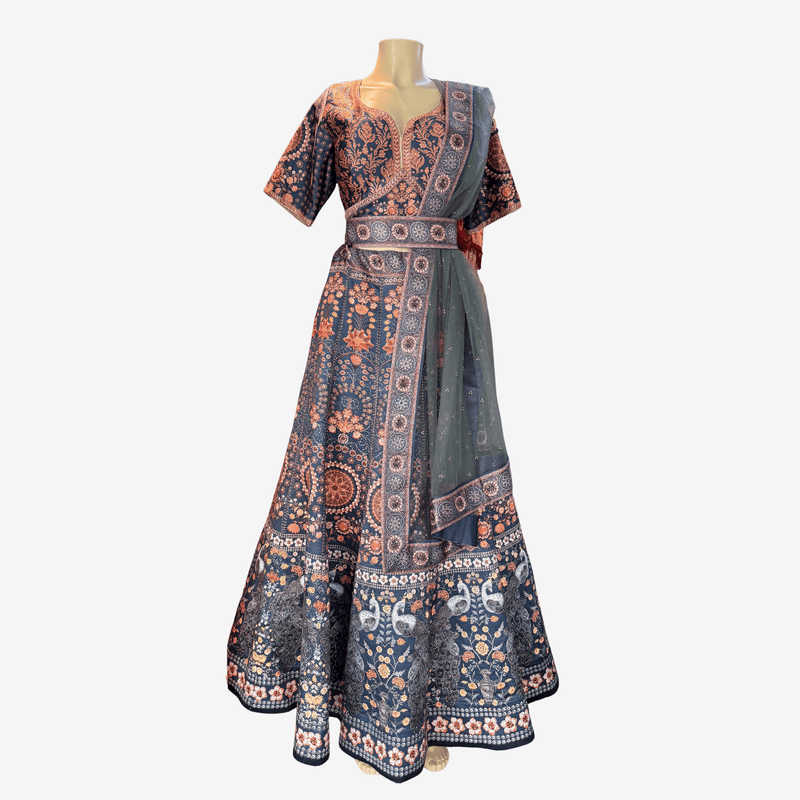 Navy Blue Embroidered Lehenga Choli - Devi's Exclusive Fashion