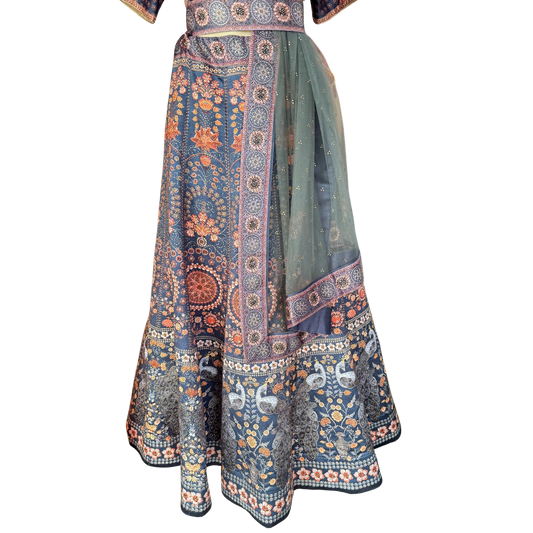 Navy Blue Embroidered Lehenga Choli - Devi's Exclusive Fashion