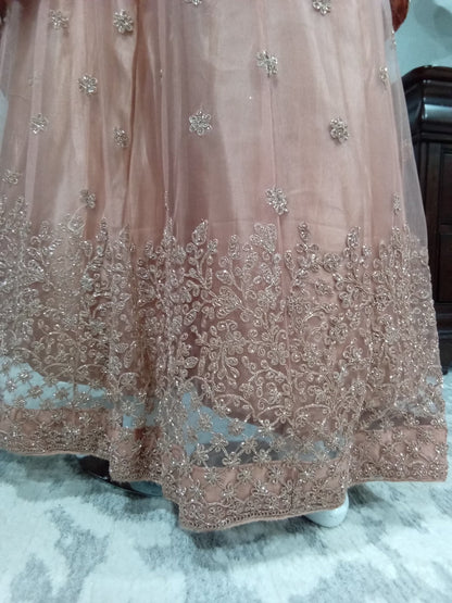 Peach & Silver Shalwar Kameez Set - Devi's Exclusive Fashion