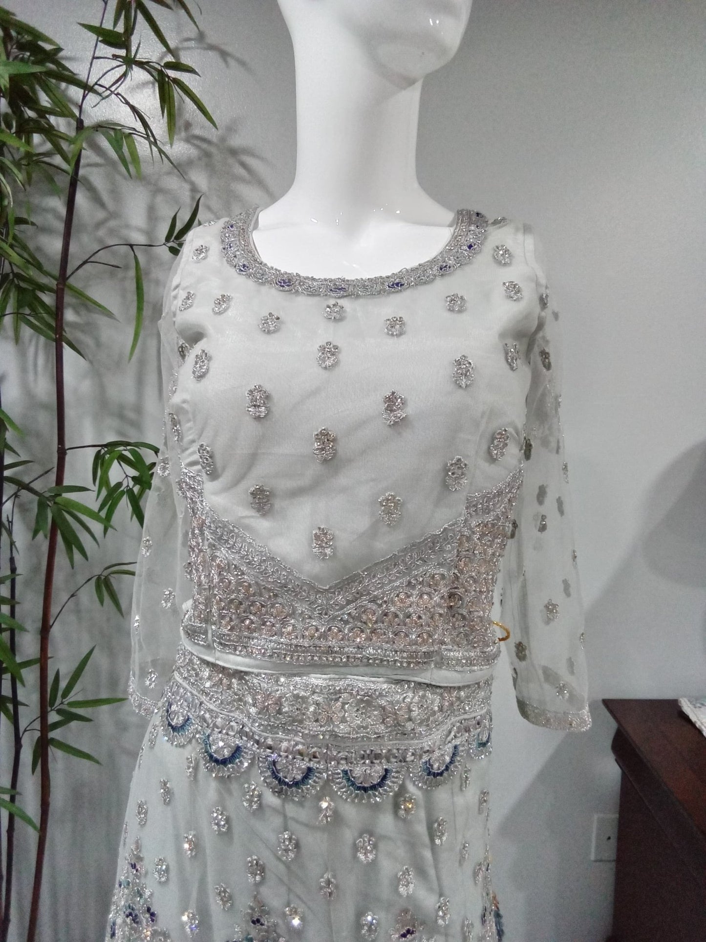 Peacock Embroidered Diamond Lehenga - Devi's Exclusive Fashion