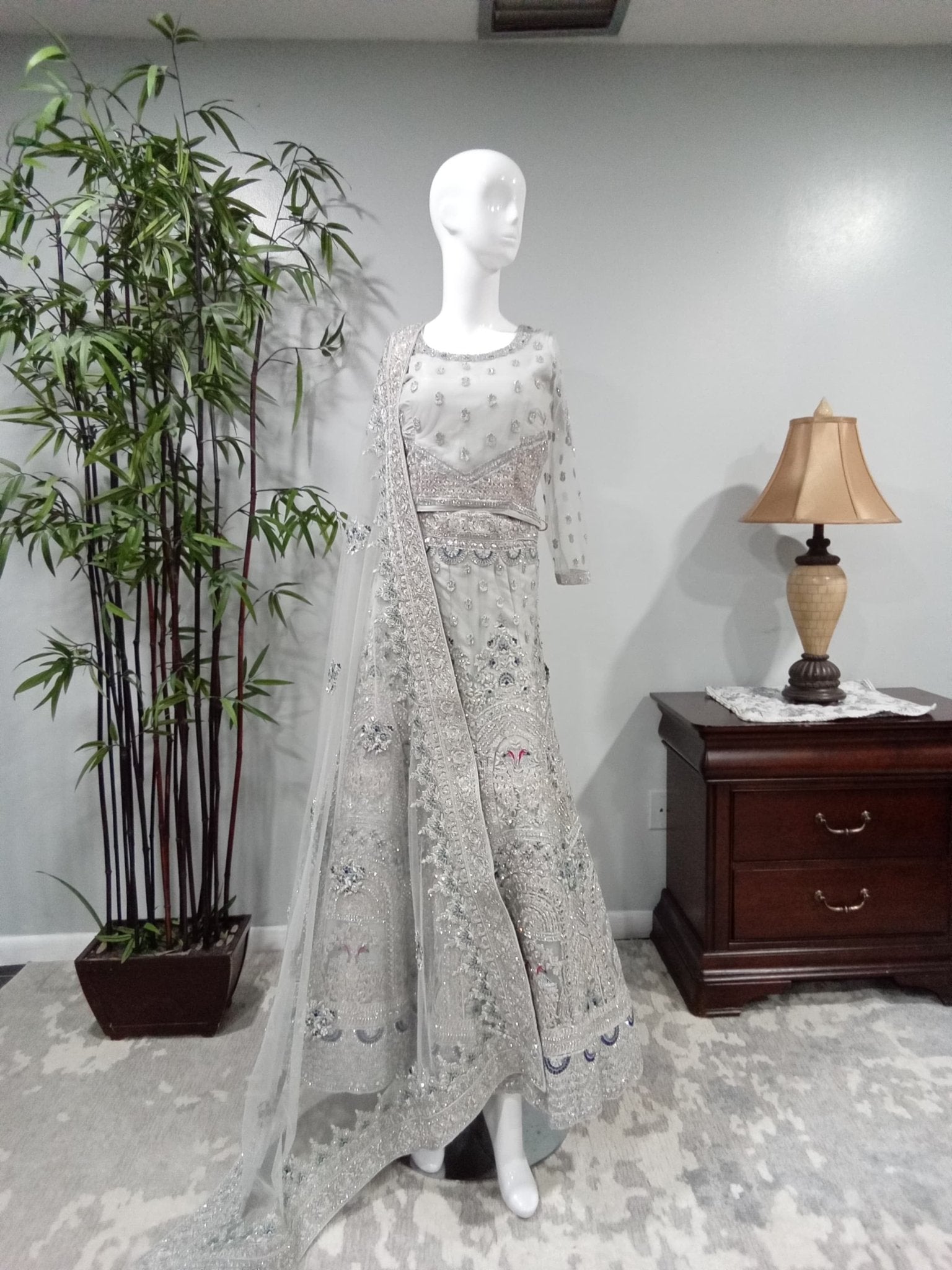 Peacock Embroidered Diamond Lehenga - Devi's Exclusive Fashion