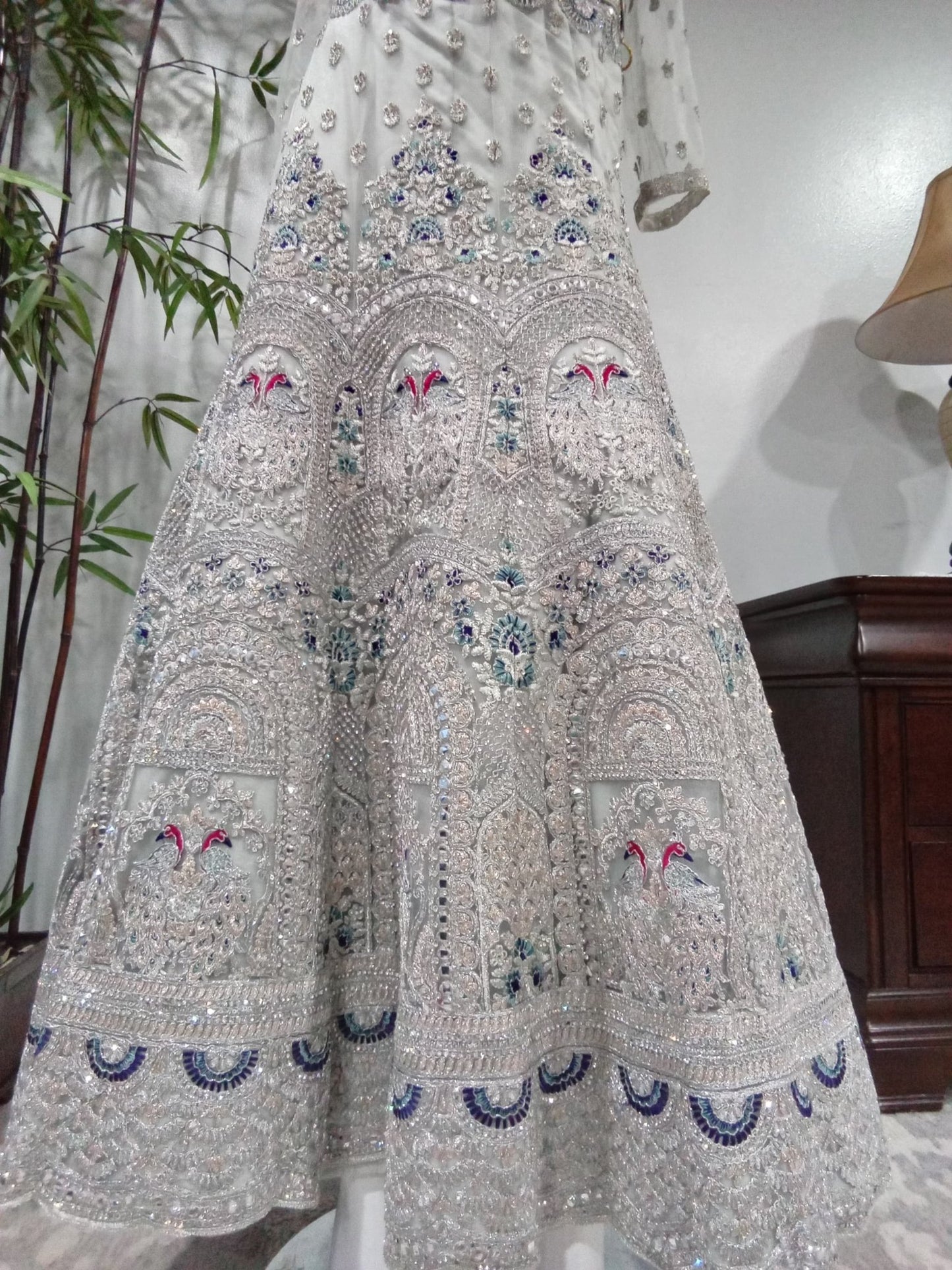 Peacock Embroidered Diamond Lehenga - Devi's Exclusive Fashion