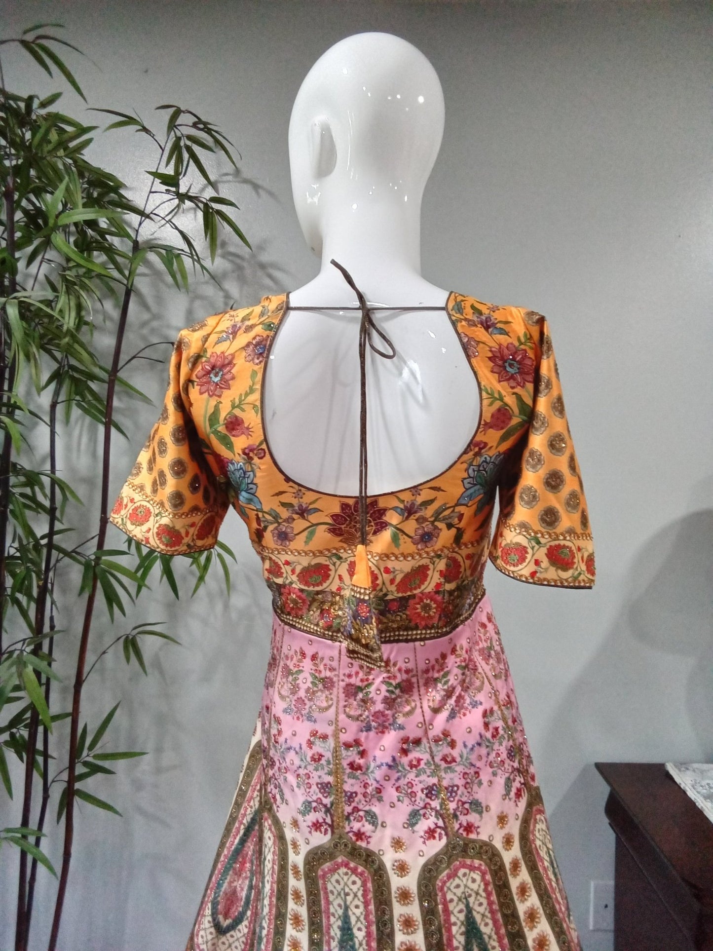 Pink and Yellow Heavy Diamond 3-Piece Lehenga - Devi's Exclusive Fashion