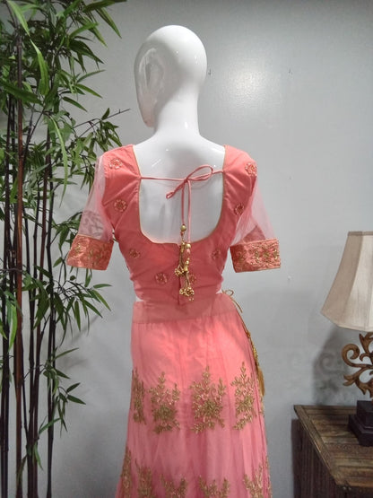 Pink & Gold Lehenga with Mint Green Dupatta - Devi's Exclusive Fashion