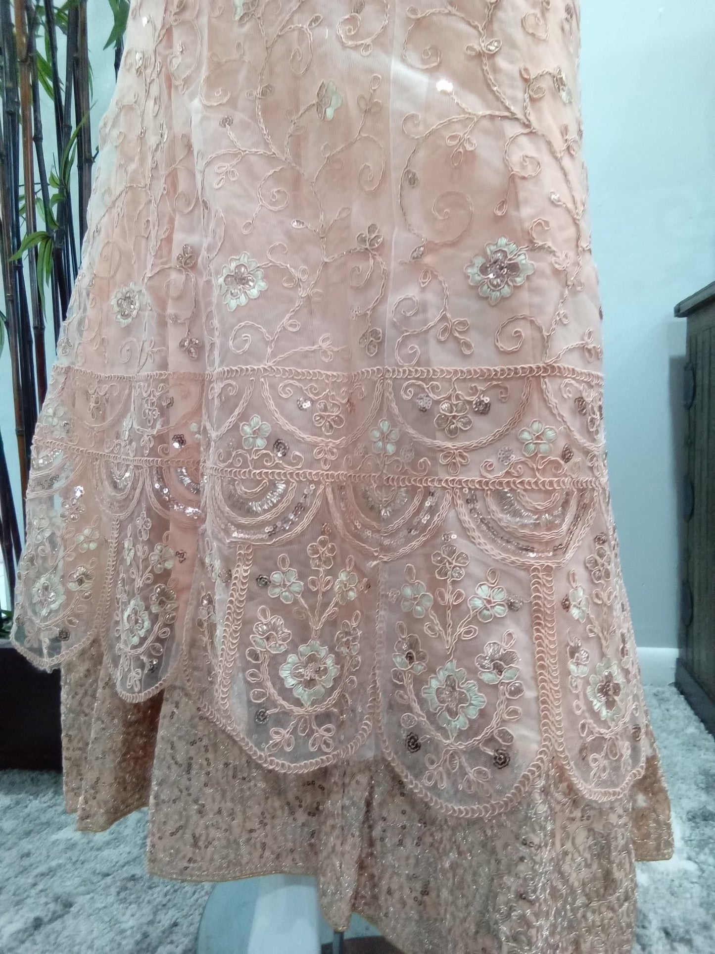 Pink Heavy Embroidered Lehenga with Diamond Embellishments - Devi's Exclusive Fashion