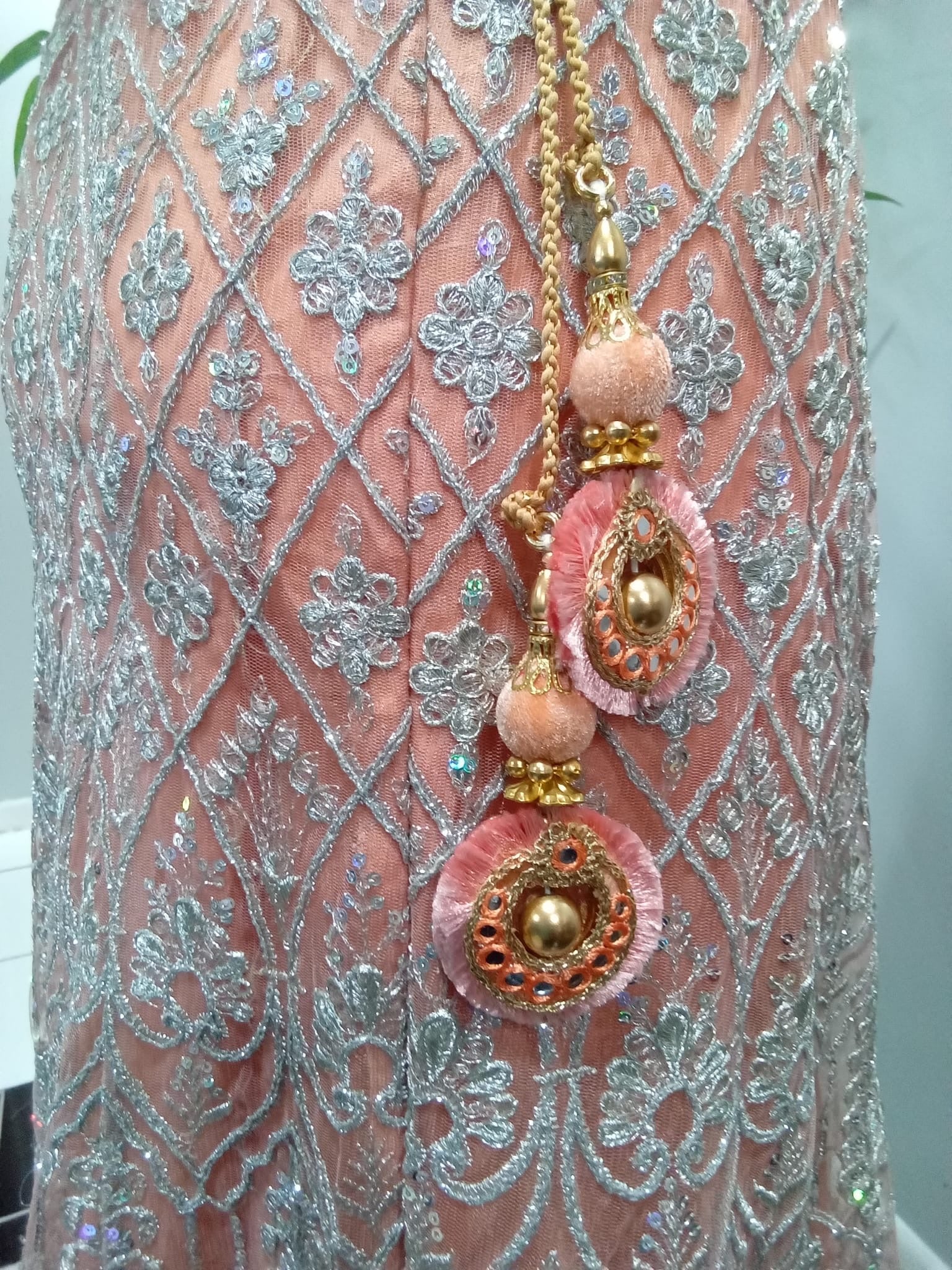 Pink Heavy Embroidered Lehenga with Diamond Embellishments - Devi's Exclusive Fashion