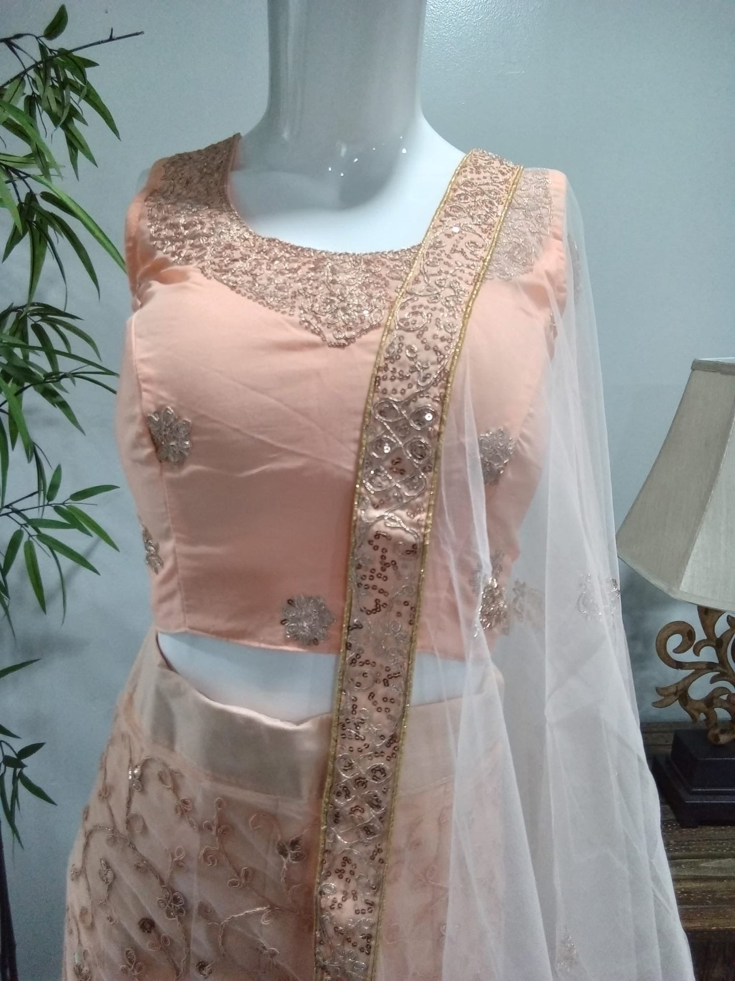Pink Heavy Embroidered Lehenga with Diamond Embellishments - Devi's Exclusive Fashion