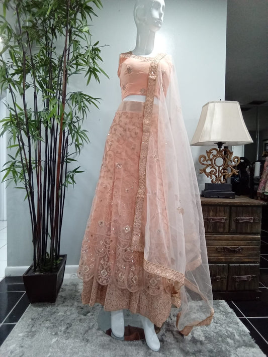 Pink Heavy Embroidered Lehenga with Diamond Embellishments - Devi's Exclusive Fashion