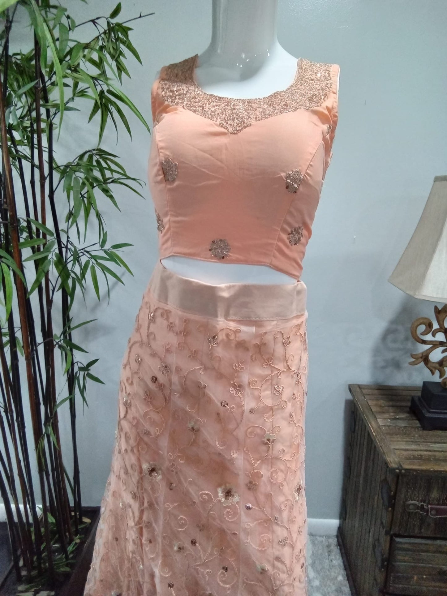 Pink Heavy Embroidered Lehenga with Diamond Embellishments - Devi's Exclusive Fashion