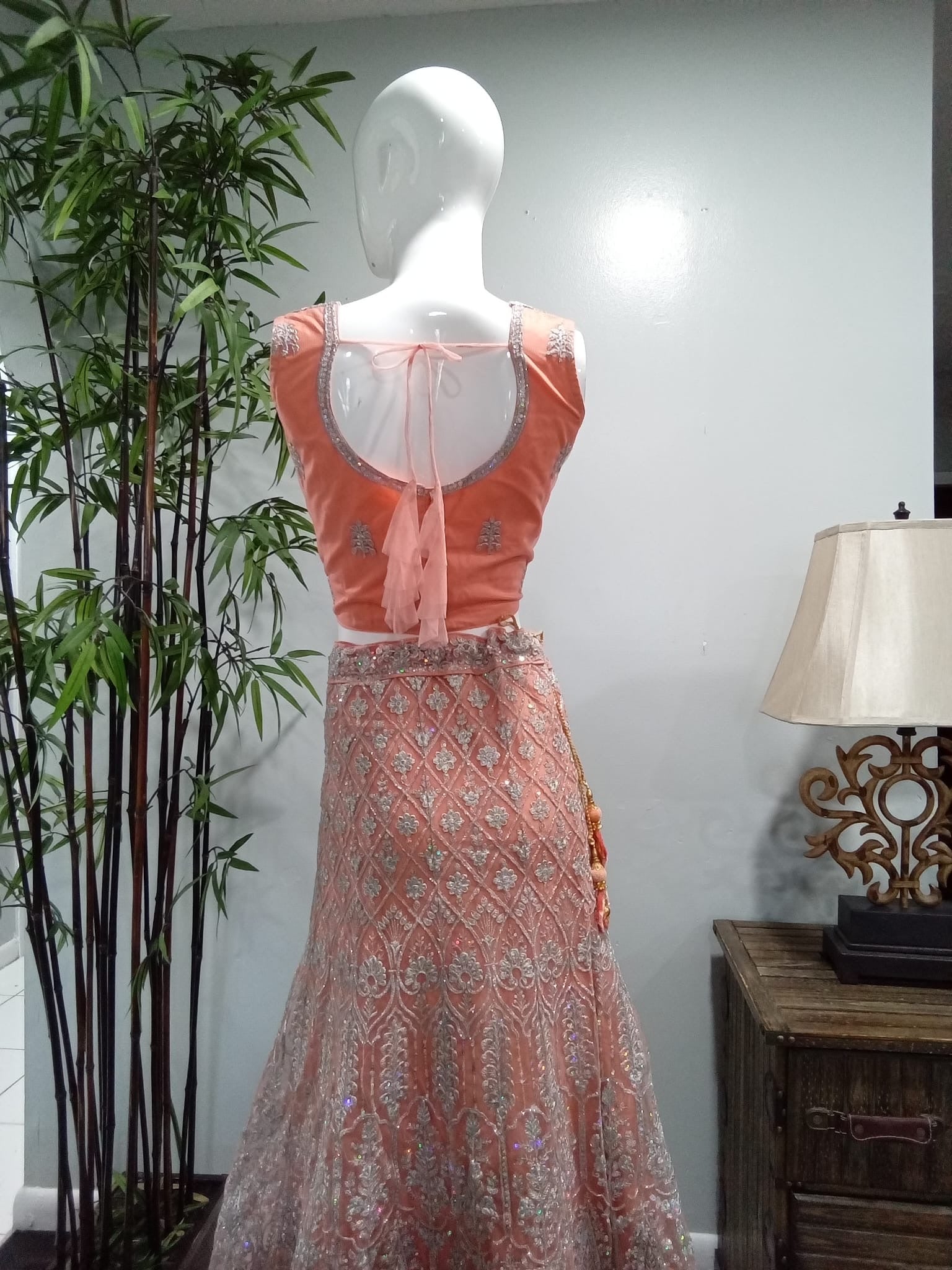 Pink Heavy Embroidered Lehenga with Diamond Embellishments - Devi's Exclusive Fashion