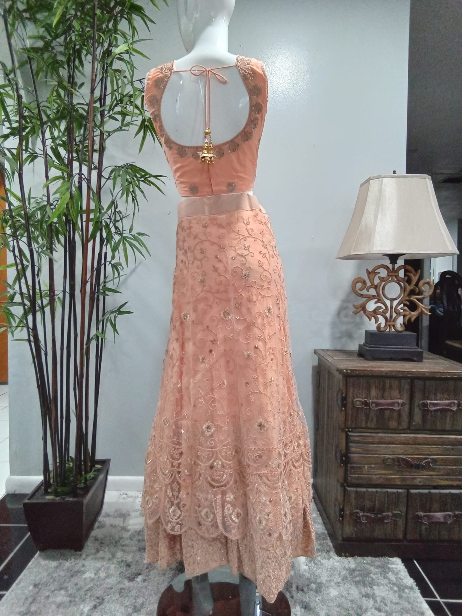 Pink Heavy Embroidered Lehenga with Diamond Embellishments - Devi's Exclusive Fashion