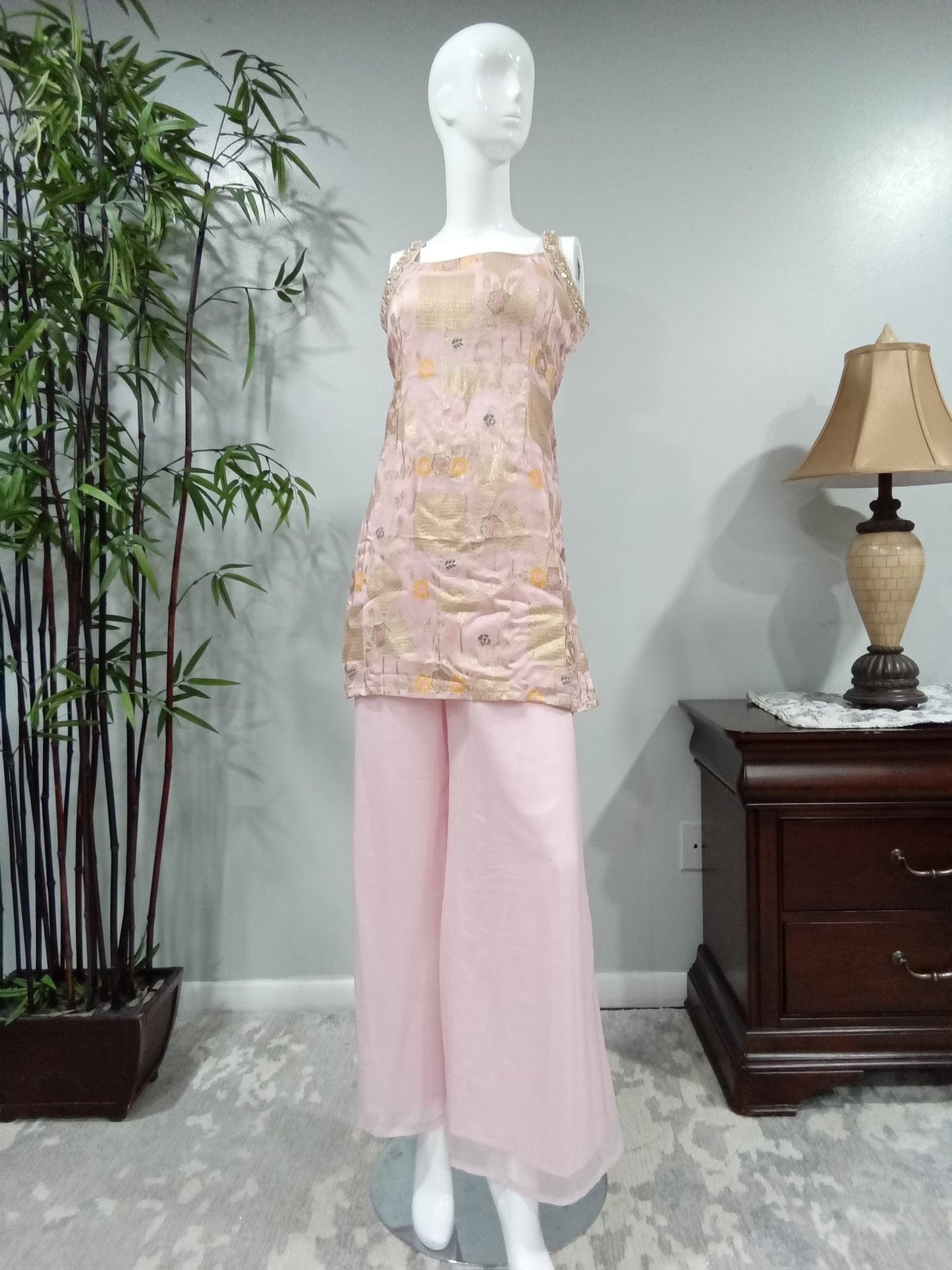 Pink & Yellow Designer Shalwar Set - Devi's Exclusive Fashion