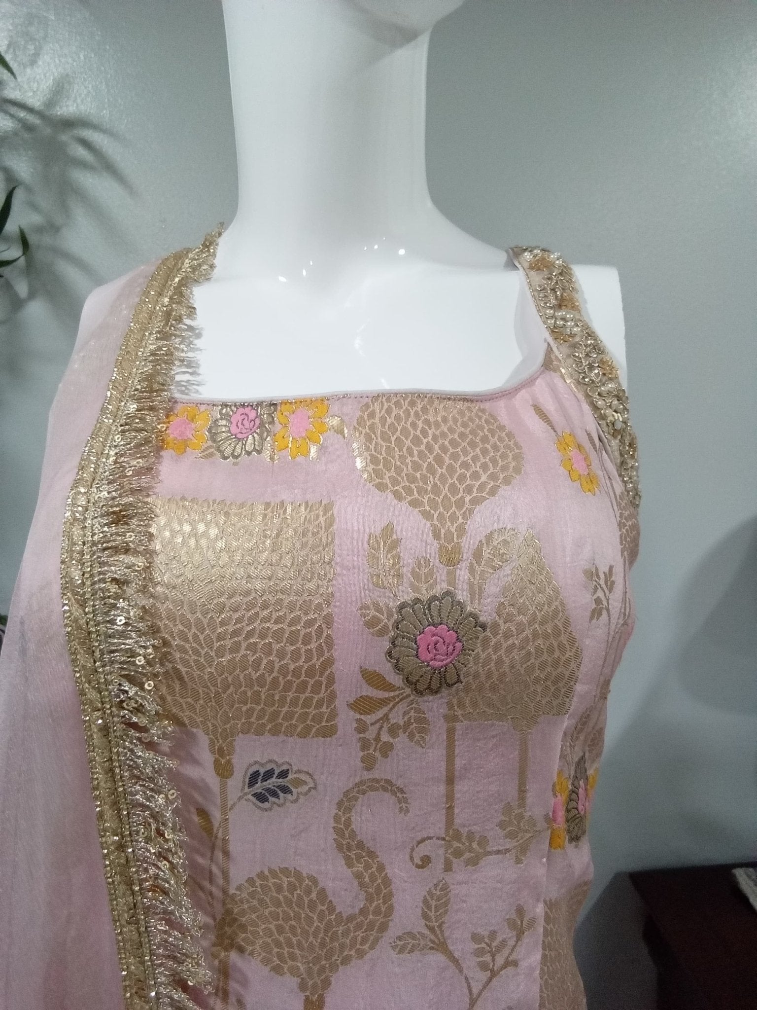 Pink & Yellow Designer Shalwar Set - Devi's Exclusive Fashion