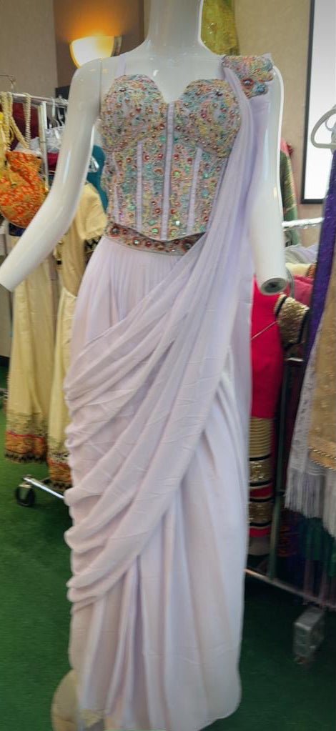 Ready-to-Wear Designer Saree with Embellished Blouse - Devi's Exclusive Fashion