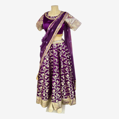 Royal Purple Embroidered Lehenga Choli - Devi's Exclusive Fashion