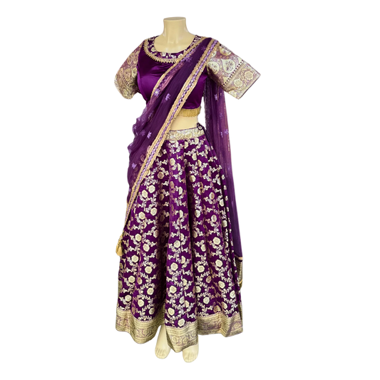 Royal Purple Embroidered Lehenga Choli - Devi's Exclusive Fashion