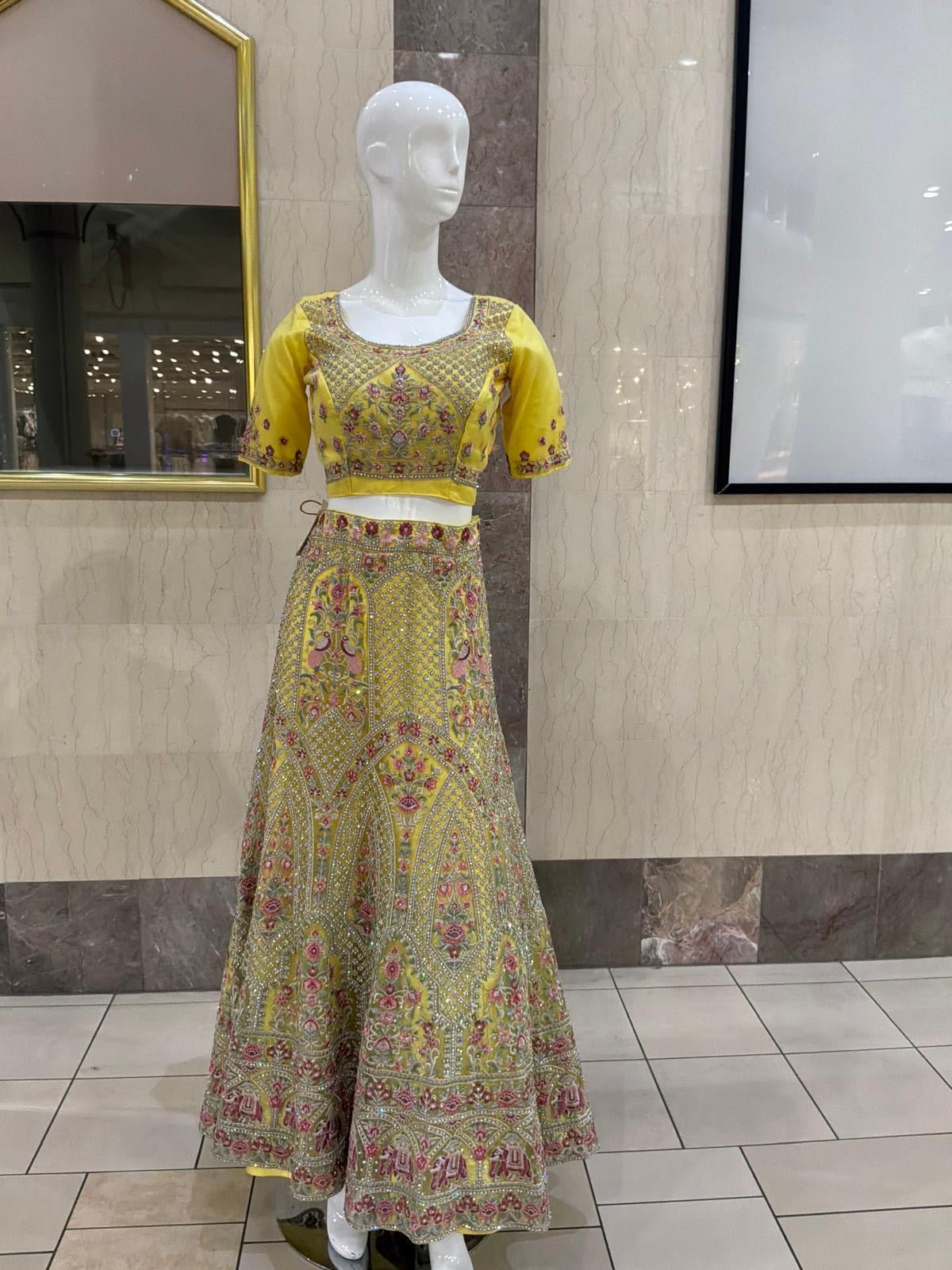 Yellow Embroidered Lehenga Choli Set - Devi's Exclusive Fashion