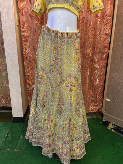 Yellow Embroidered Lehenga Choli Set - Devi's Exclusive Fashion